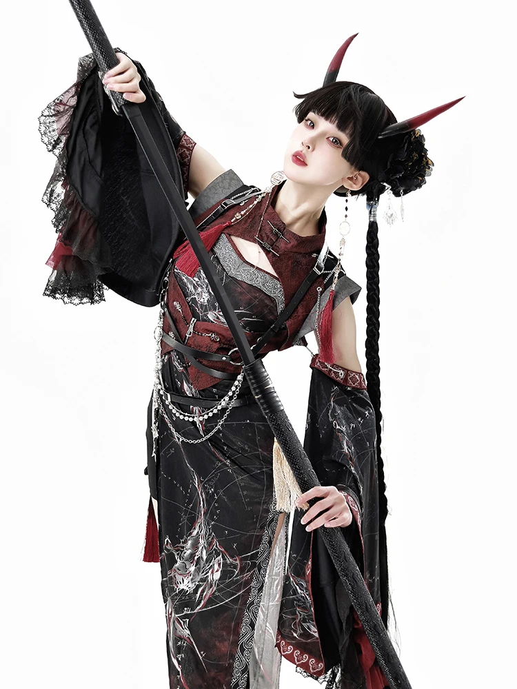 New original authentic Chinese martial arts Chinese style sweet cute super cool lolita dress cosplay set