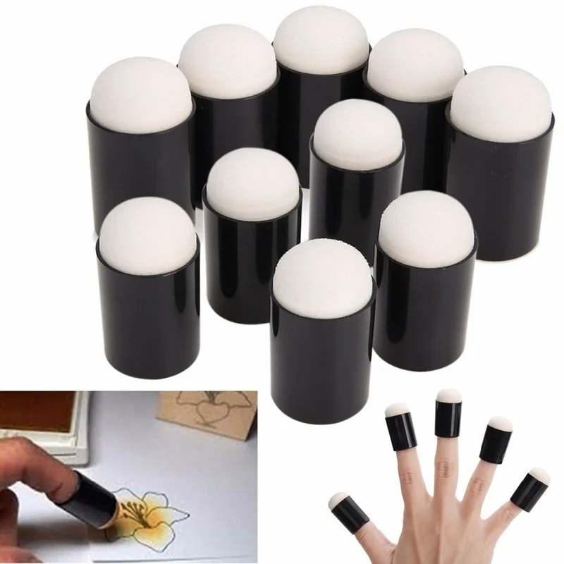 10pcs Finger Sponge Case Daubers Foam for Apply Painting Ink Stamping Crayon Reborn DIY Craft Art Tool 15 * 32mm Finger