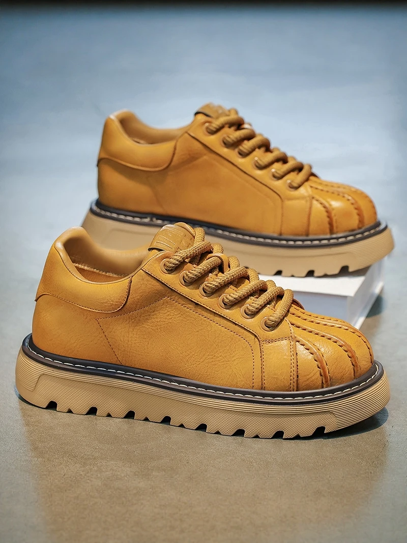 

Men's Casual Toe Board Shoes Thick Bottom Heightening Sports Trendy Shoes Summer New Arrival Versatile High-End Feeling