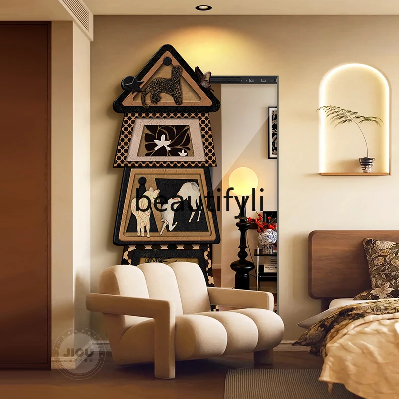 

Light luxury push-pull full-length mirror French bedroom full-length mirror invisible entrance background wall mirror