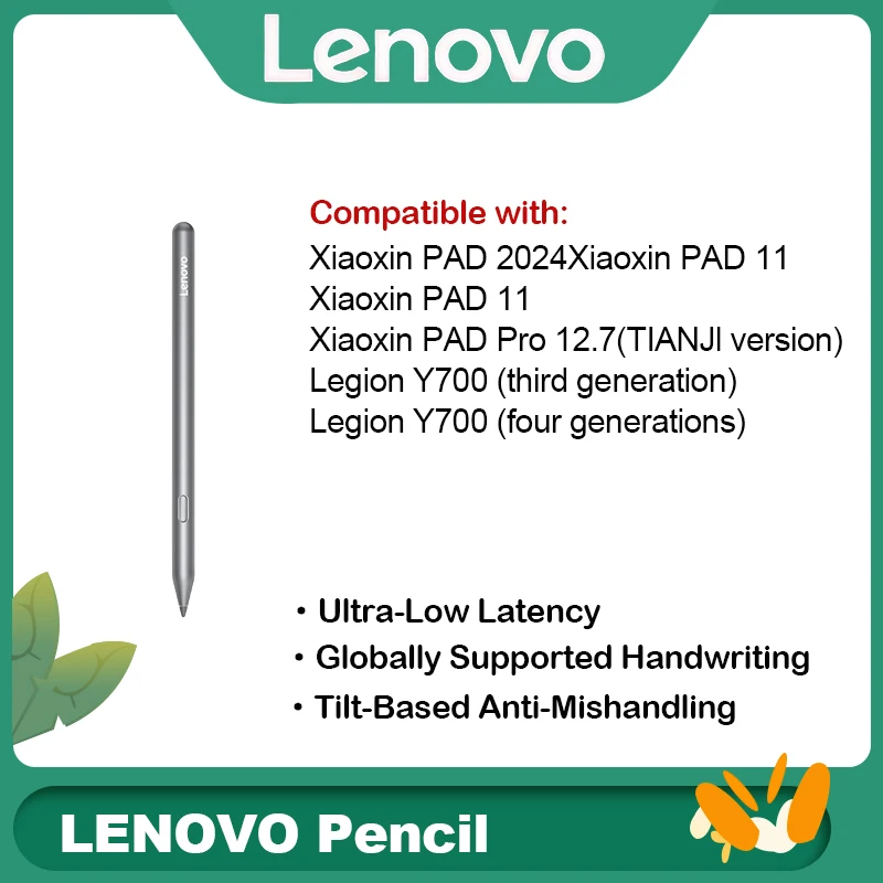 

✅Lenovo Pencil with Advanced Palm Rejection Tech 360° Tilt Control near 0 Latency for Drawing - Digital Pen for Tablets