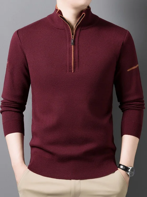 2024 Maglieria di lana da uomo nuova Cerniera spessa f Maglione a collo alto Autunno Inverno Papà di mezza età Vestiti Taglio dritto