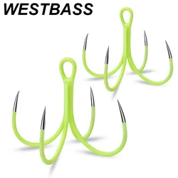 WESTBASS 10PCS Four Claw Hooks 16#-18# Glow Quadruple Fishing Hook Carbon Steel Anchor Fishhook Luminous Haken Barbless Crochet