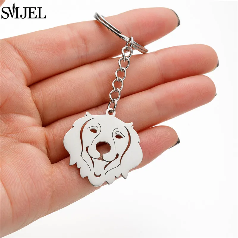 Cute Shepherd Dog Keychain Fashion Stainless Steel Animal Keyring Ornament Poodle Key Chain Ring Backpack Pendant Girl Toys Gift