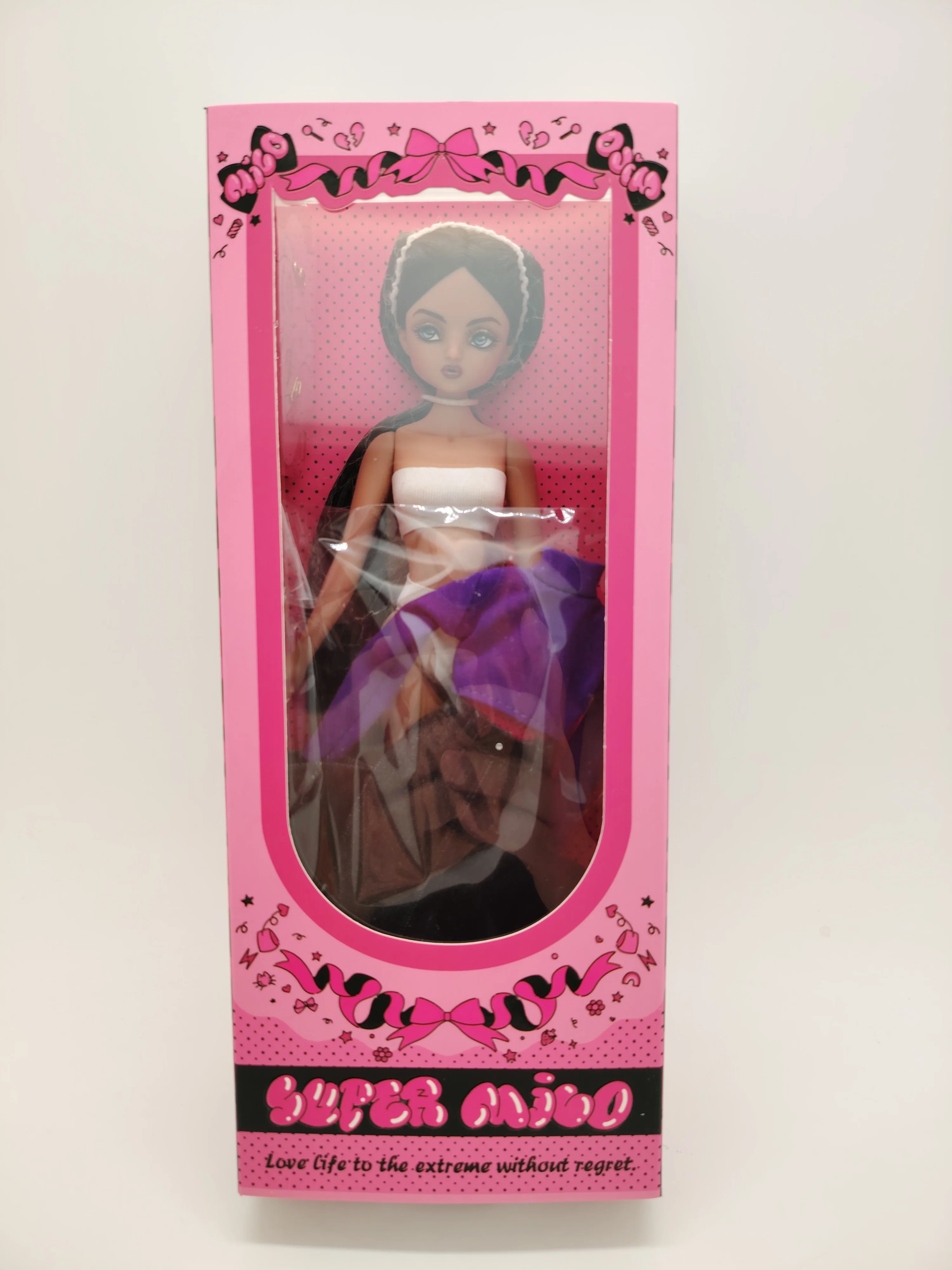 Fashion Cute SuperMico Girl 1/6 Scale with Pink Hair And Black Outfit Set Collectible Doll