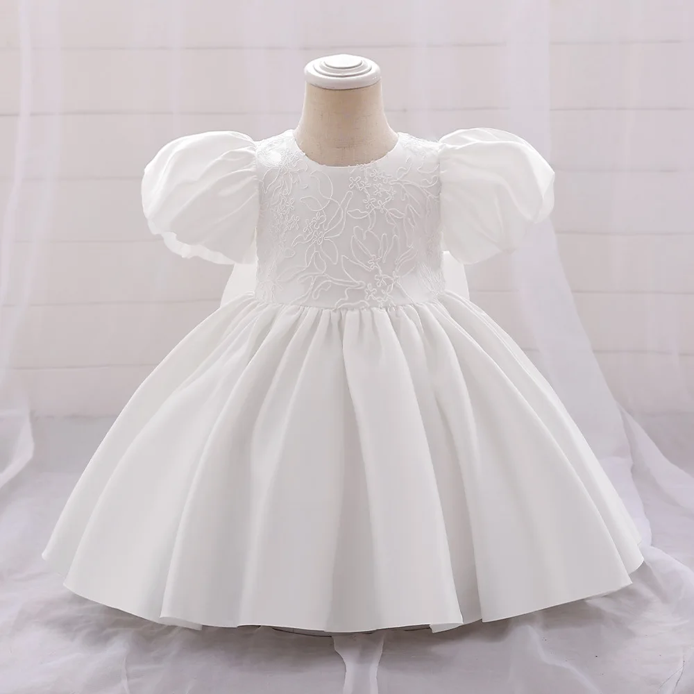 Kleinkind Baby Mädchen elegante Prinzessin Kleid Party Geburtstag Hochzeit Blumen ball Kleid mit Bogen Kinder Applikationen Blase Ärmel Kleid