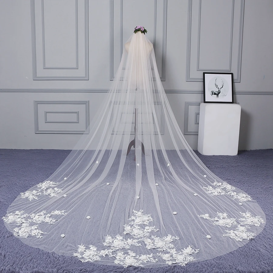 New Arrival White Ivory Cathedral Wedding veils Bridal veils Bride wedding accessoires de mariage Vestido de noiva welon ślubny