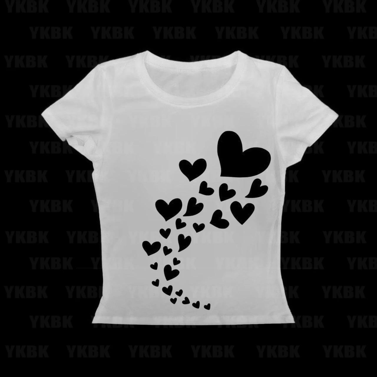 Coração impressão feminina t camisa de manga curta o pescoço solto camiseta feminina senhoras camiseta topos roupas rua topos t