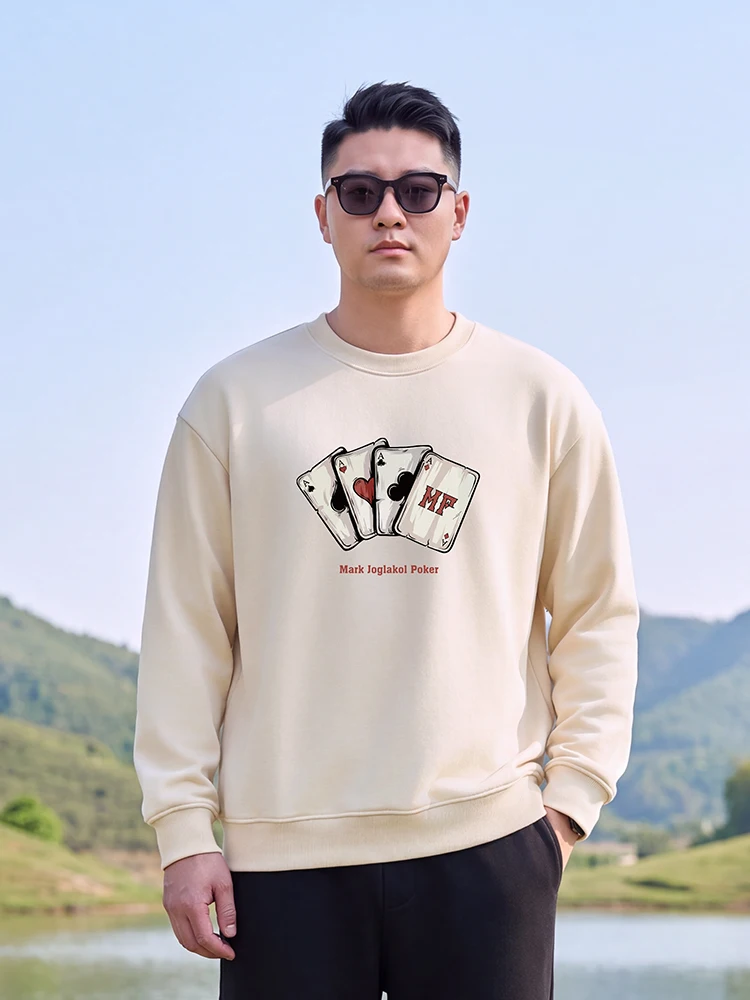 retro-poker-print-round-neck-sweatshirt-loose-casual-long-sleeve-hoodie-comfortable-polyester-cotton-blend-men's-streetwear