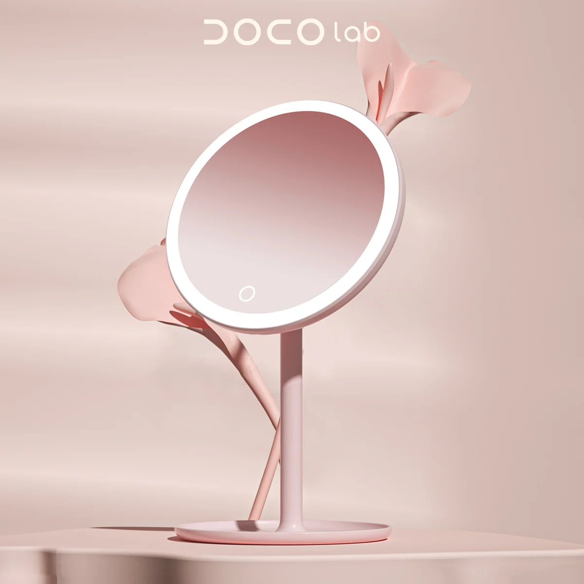 DOCO-LED Cosmetic Mirror Light, Stepless Dimmer, Ultra Clear Beauty Tabela Espelhos, Equipado com Sucção, 5x Lupa, Maquiagem