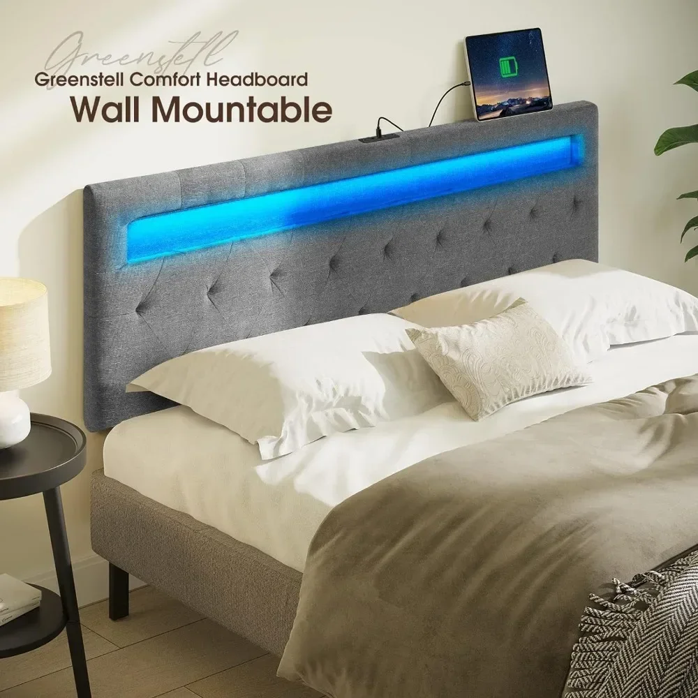 

-Sturdy & Stable Double Bed Headboard King Size Double Bed Headboard Height Adjustable Gray Wall Mounted Head Boards Only Bedroo