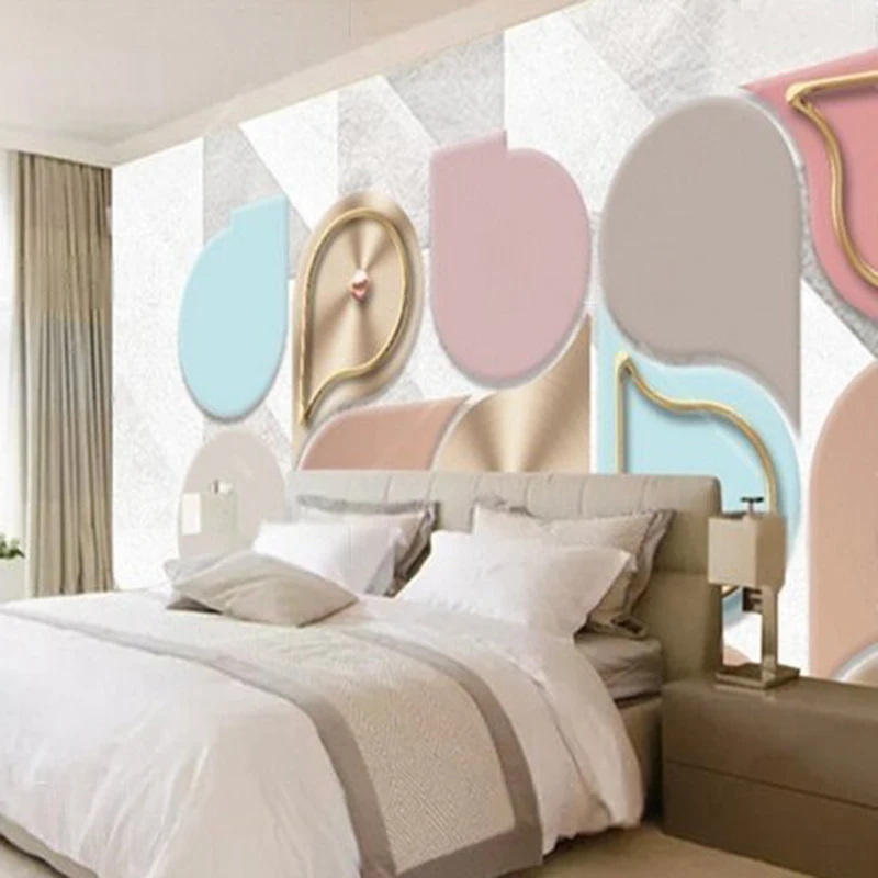MU9170 Nordic fresh modern simple three-dimensional geometric iron art mural TV bedroom home decoration background wall