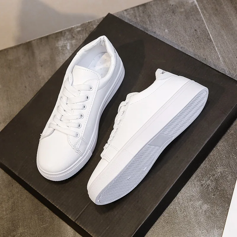 Fashion Women\'s Vulcanize Shoes 2024 New in Casual Classic Solid Color PU Leather Shoes Woman Casual White Shoes Sneakers