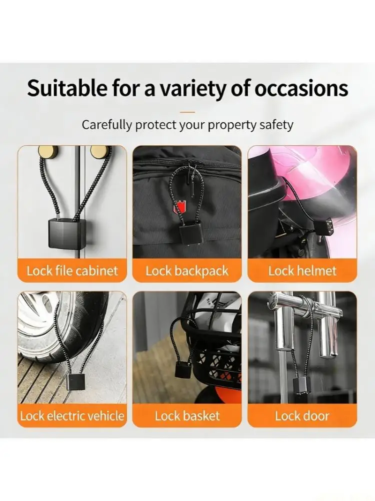

U2JB Soft Flexible Padlock Dormitory Cabinet Luggage Lock for Indoor And Outdoor