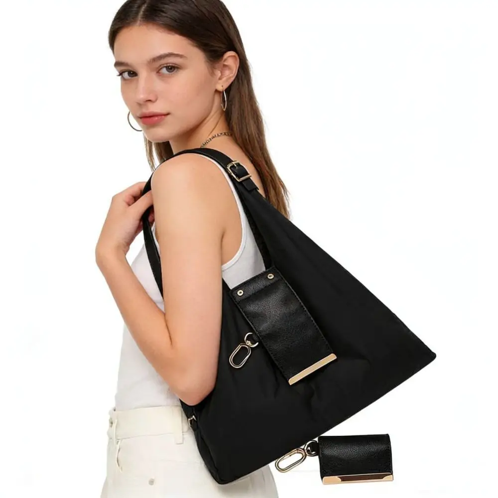 Fashionable Keychain Storage Pouch For Foldable Shopping Bag Durable Polyester Eco Friendly Grocery Tote Travel Utility