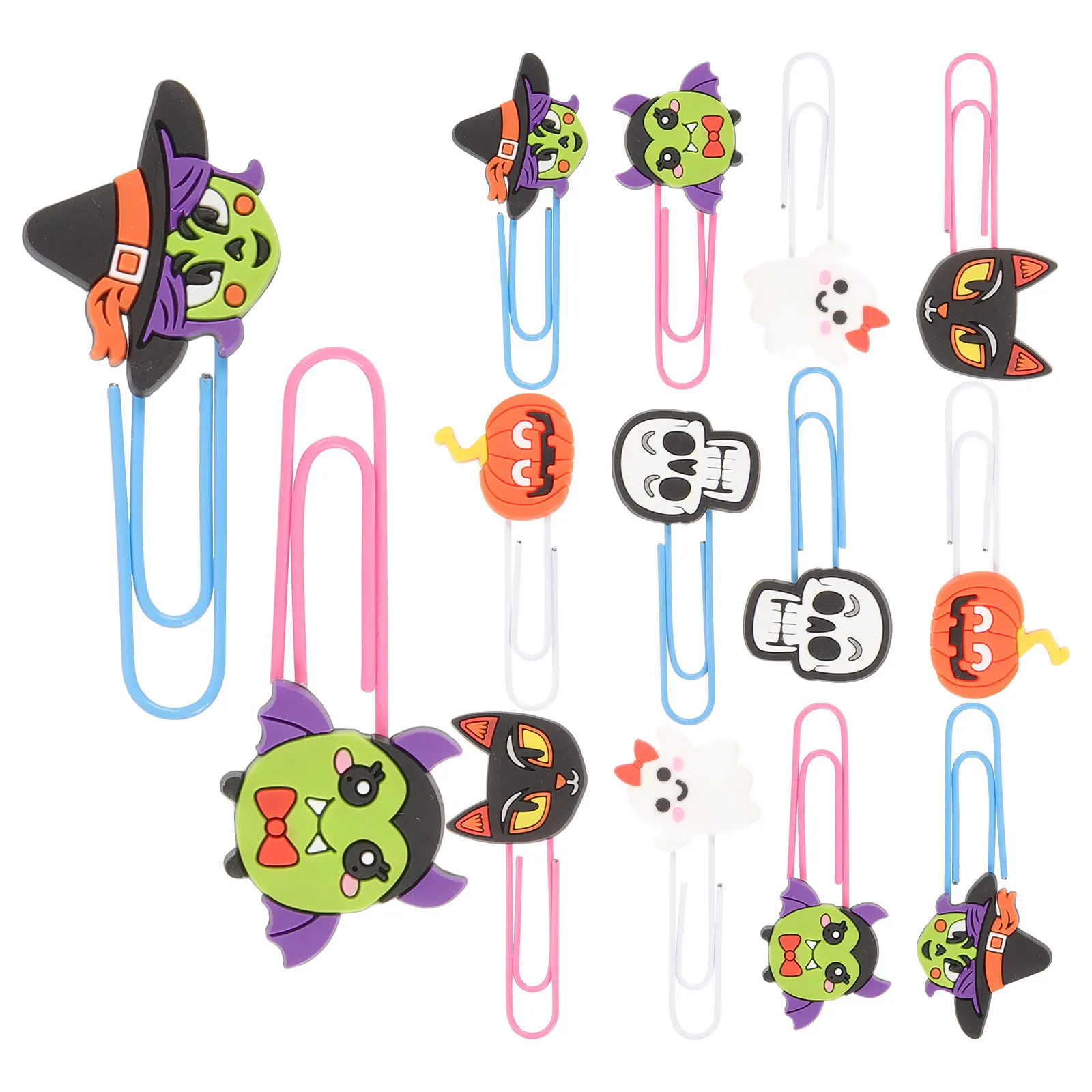 

20pcs Skull Paper Clips Soft Rubber Halloween Bookmarks Party Toys Decorative Reusable Goth Supplies Gifts Art