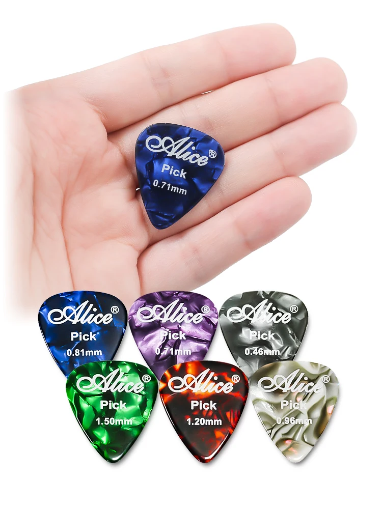 6/12pcs Alice Celluloid Guitar Picks Plectrum Mediator Random Color 0.46/0.71/0.81/0.96/1.2mm Guitar Accessories