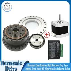 Engranaje armónico tipo taza de alta precisión, Kit de accionamiento de Motor paso a paso Nema17, servomotor 40, para plataforma giratoria de Robot