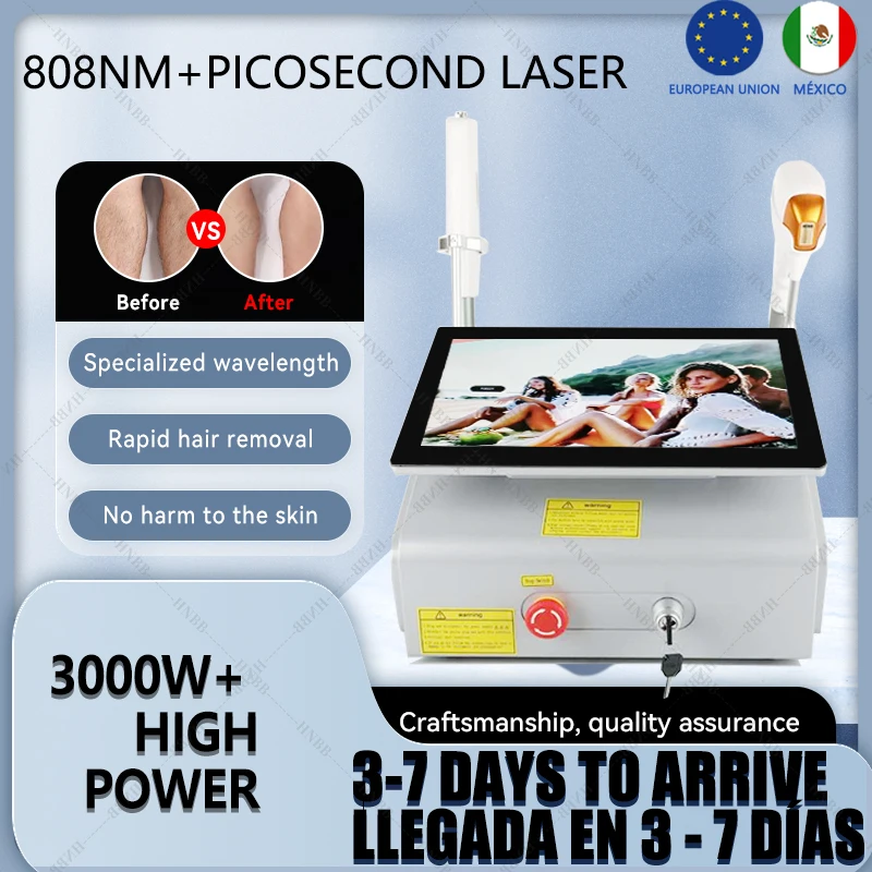 2-in-1 808nm diode laser hair removal machine 755 808 1064 nm for fast hair removal machine ND Yag tattoo removal laser