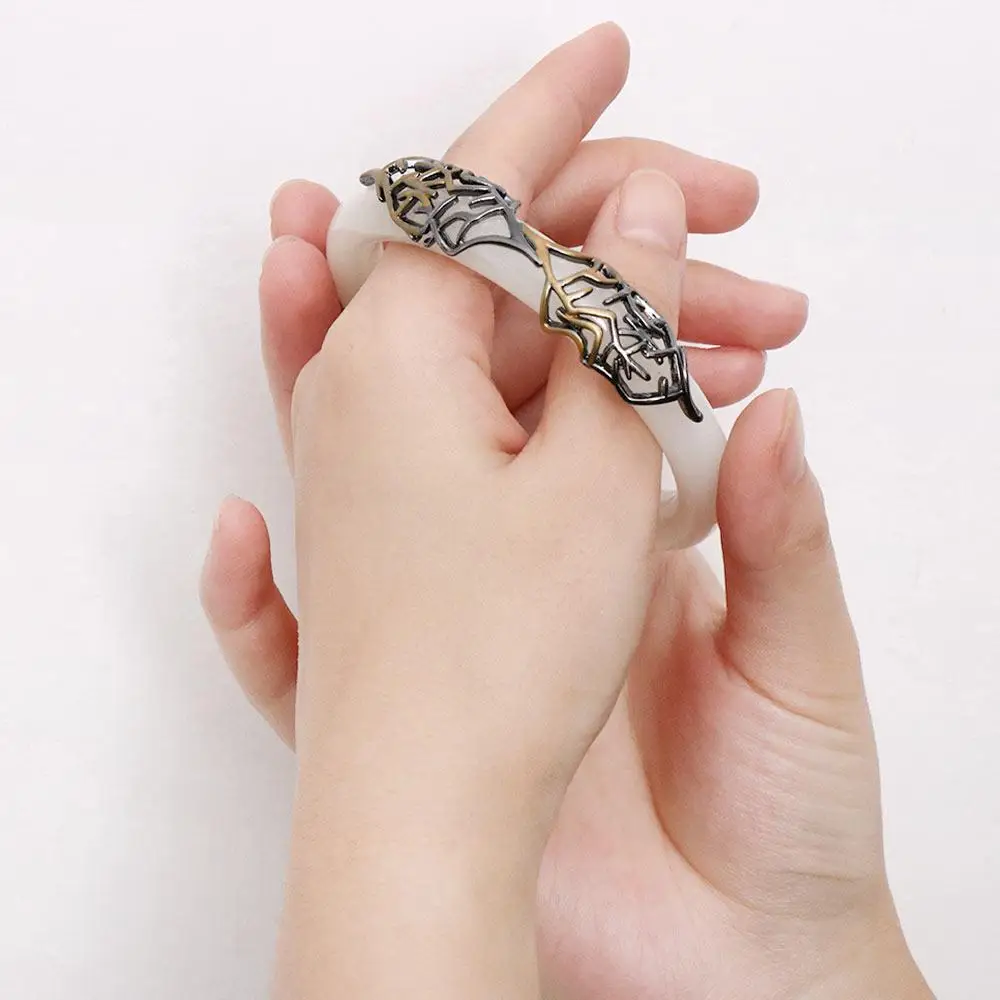 Chinese Imitation Hetian Jade Bangles Lucky Transfer Moon Bracelets Love Between Fairy and Devil Wristbands for Women