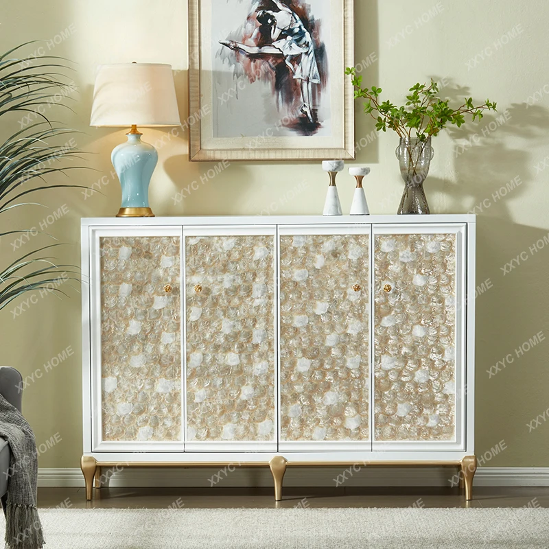 light luxury home shoe cabinet white simple shell decorative entrance cabinet with drawers