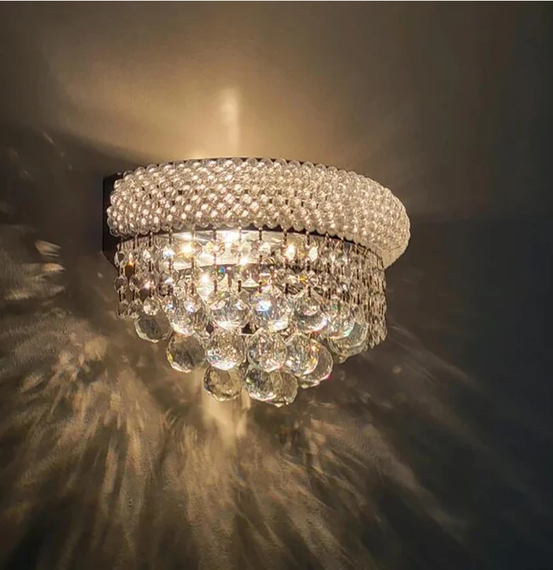 Goldene Kristall-Wandleuchte für Schlafzimmer, Nachttisch, Chrom-Wandleuchte, Heimdekoration, Spiegel-TV-Hintergrund, Flur-Wandbeleuchtung – Detail 3