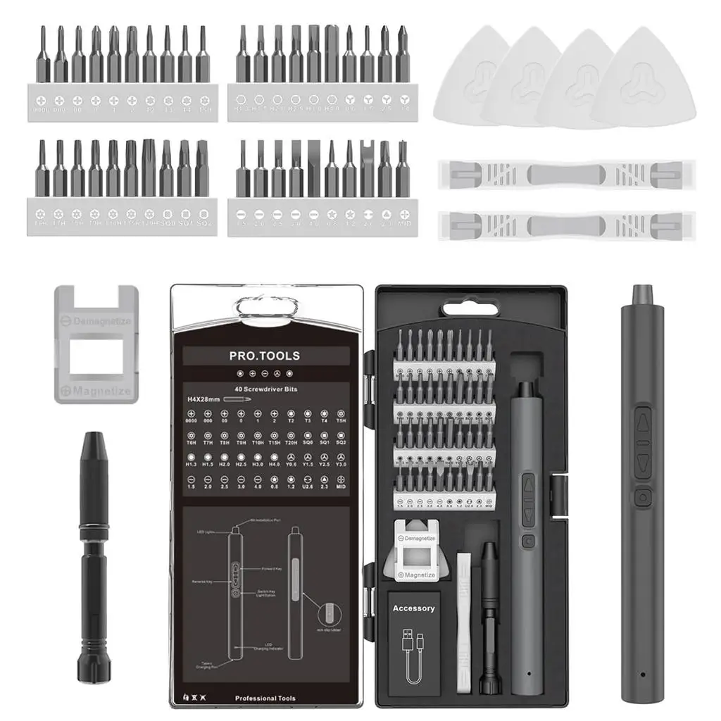 

50 in 1 Precision Electric Screwdriver Set Multi-Function Power Tool with Magnetic Torx Phillips Bits for iPhone Glasses Watches