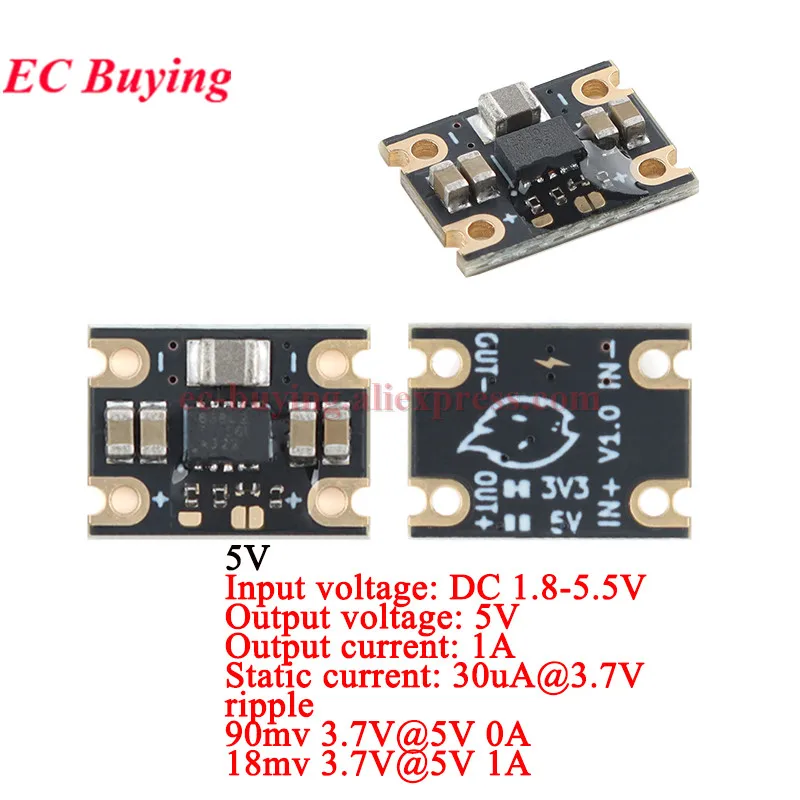 1Pc-5Pcs TPS63802 Mini Lithium Battery Boost Buck Output Module DC 1.8-5.5V to 3.3V/5V 2A/1A Step UP Down Power Converter Board image 3