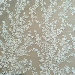 Wedding lace fabric 130cm width dress lace fabric 3D flower gown dress lace fabric sell by yard
