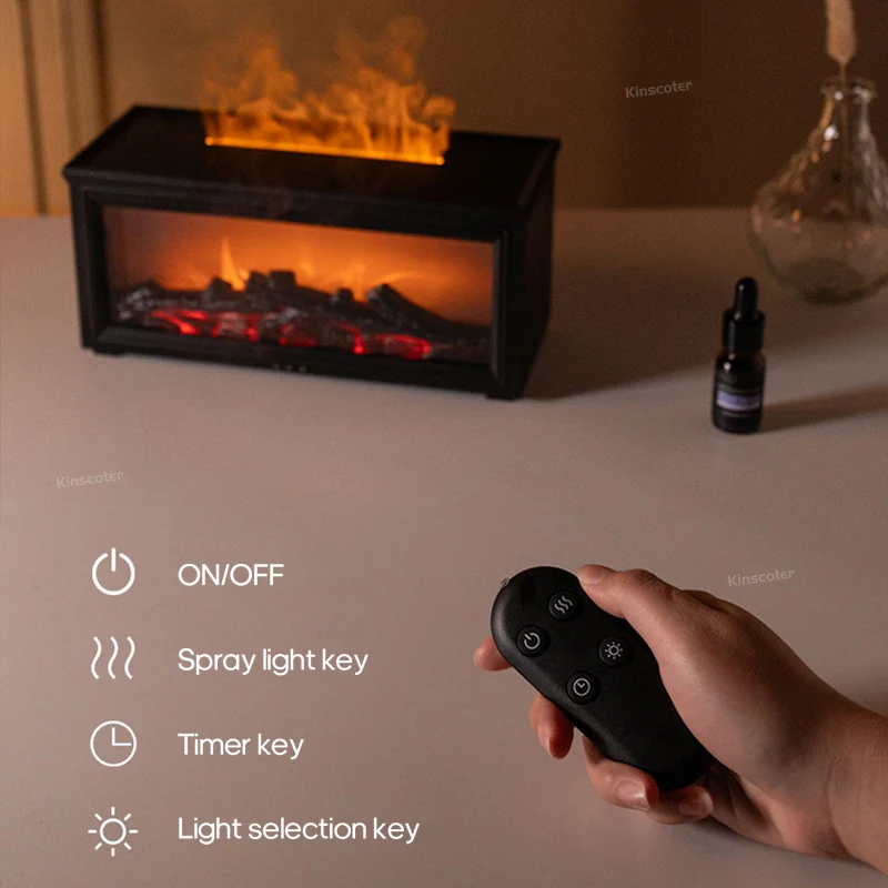 Simulated Fireplace Flames Aroma Diffuser Aromatherapy Ultrasonic Air Humidifier Sprayer Remote Controls/Essential Oil Set image 4