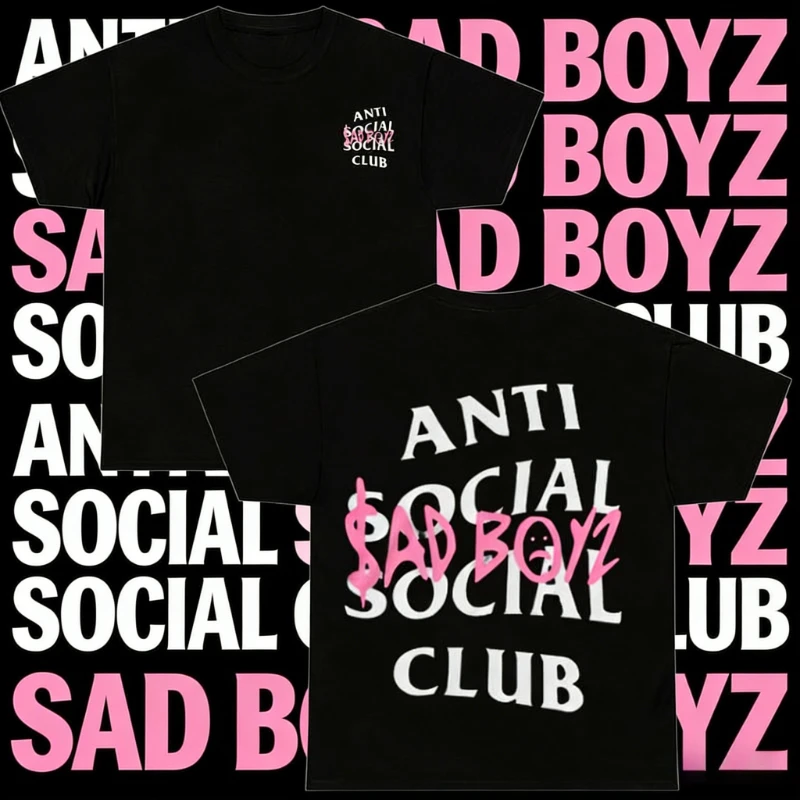 Anti Social Club Mania 100% camisa de algodón para hombre camiseta conmemorativa verano manga corta Unisex ropa de calle camisa de moda