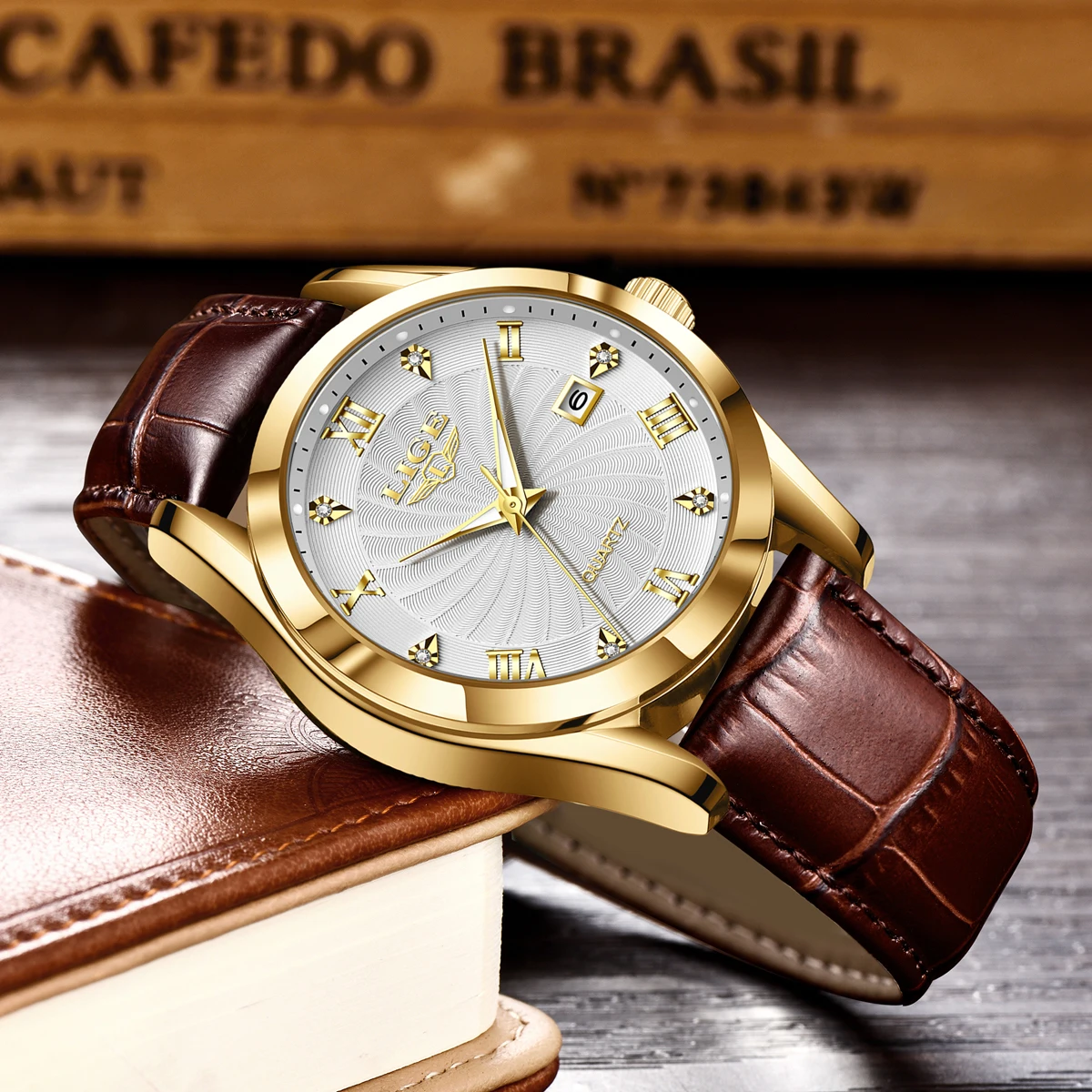 LIGE Casual Watch For Women Top Brand Luxury Brown Leather Waterproof Date Quartz Ladies Watches Fashion Luminous Watch Women