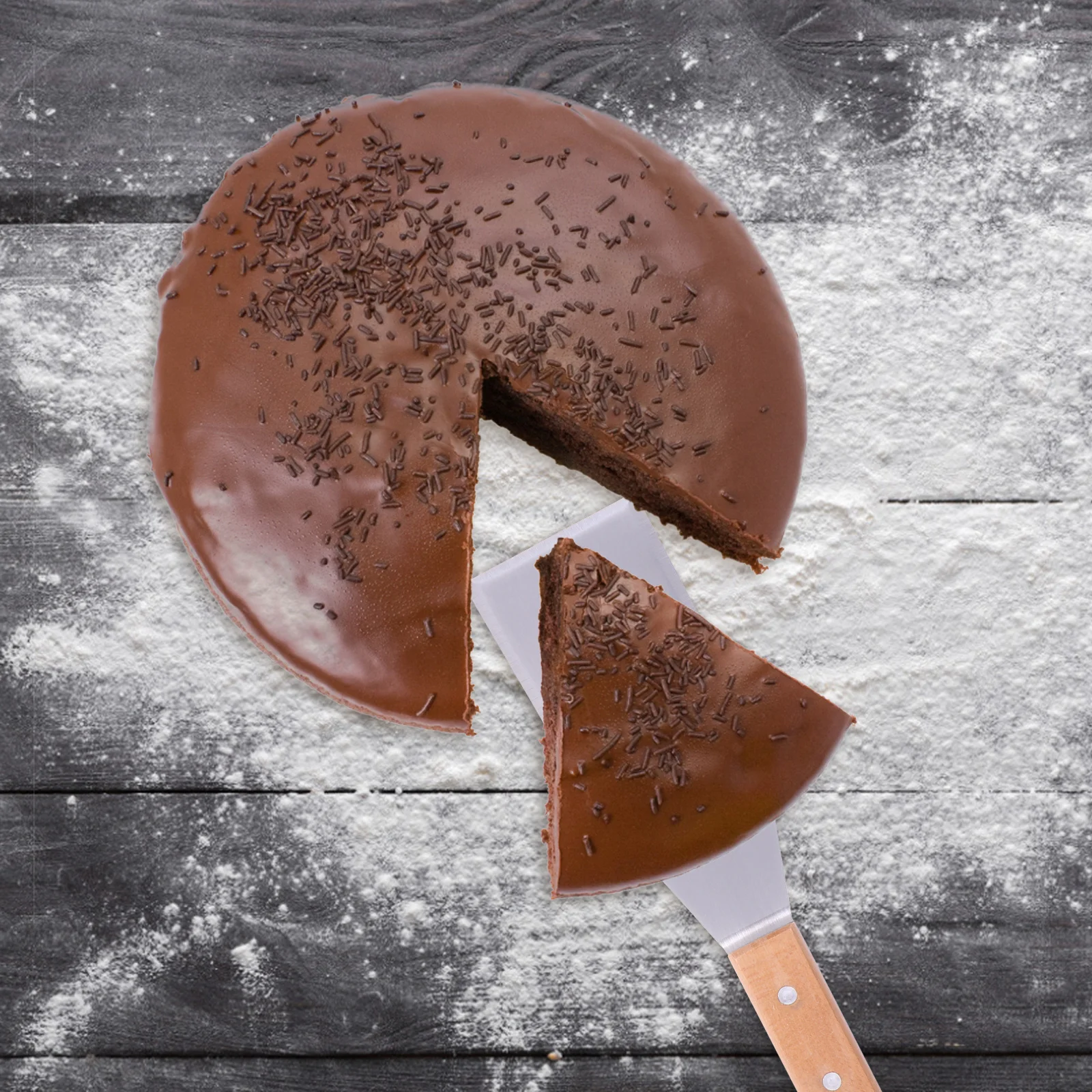 

1 комплект, лопата из нержавеющей стали с деревянной ручкой, прочный инструмент для переноса пиццы, стейка, теппаньяки, кухонные аксессуары