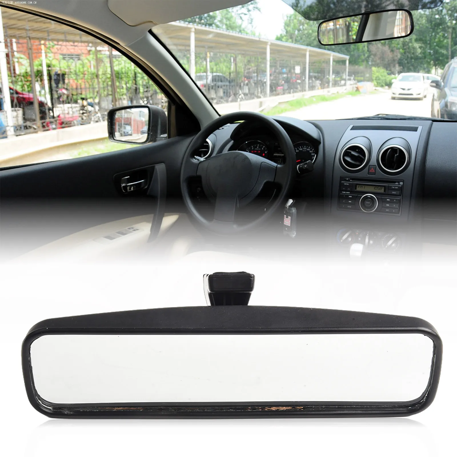 1Pc Black Interior Rear View Mirror For Nissan Micra 2003-2018 Note E11 2006-2013 ABS Glass Interior Parts