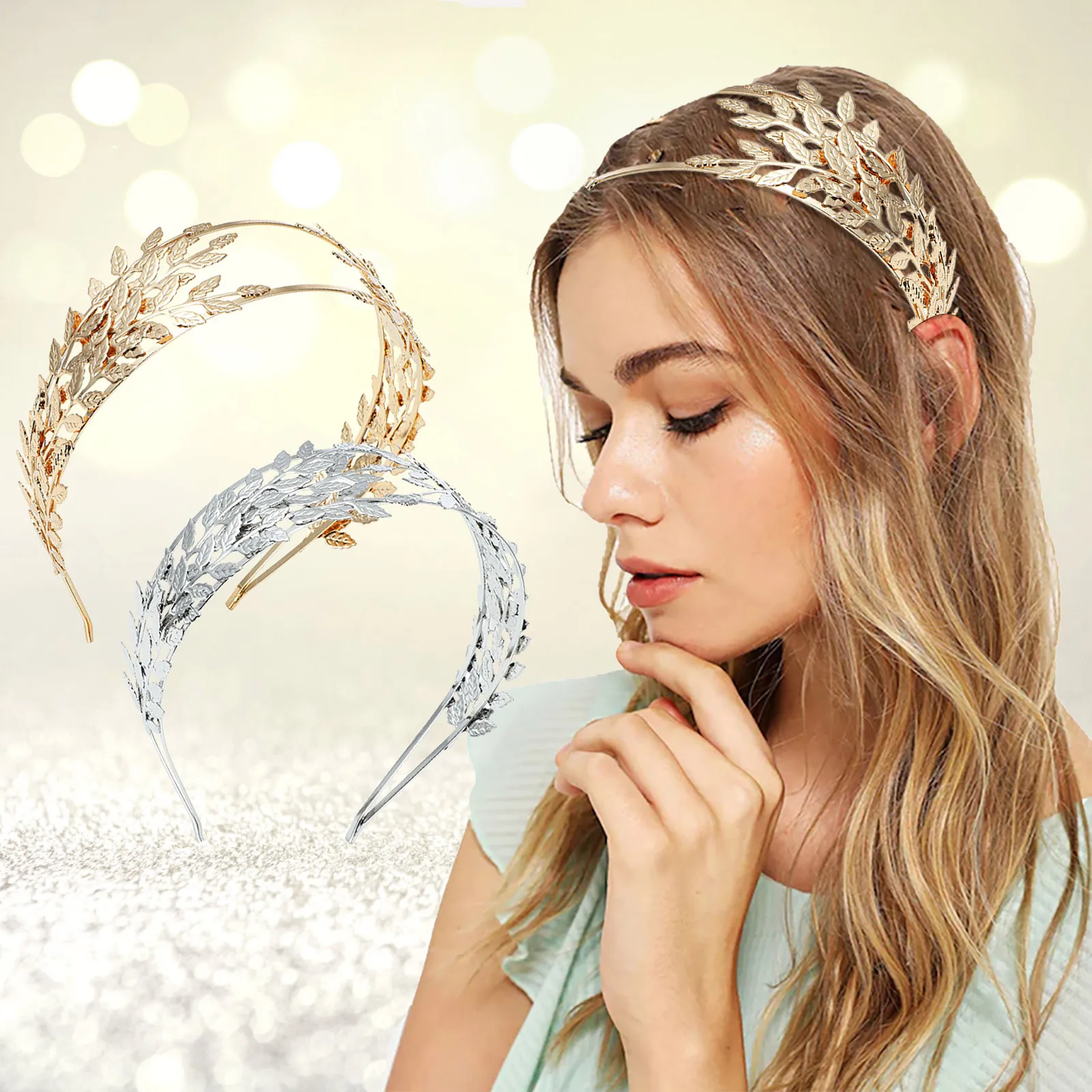 Bridal Accessories Wedding Bridal Headdress With Rhinestone Jewelry Hair Accessory Pack Two Headbands