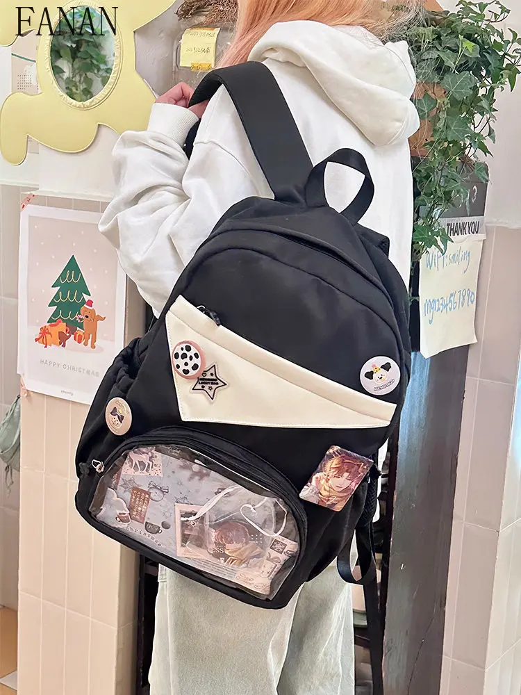 Original Crossbody Transparent Girl Backpacks Japanese College Style Large Capacity Casual Backpack for Women