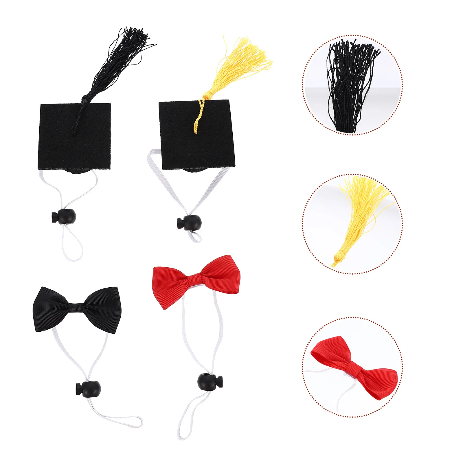 

4Pcs Pet Graduation Caps Doctor Hat Elegant Adjustable Neck Tie Dog Graduate Party Hat Unique Design Dog Cap Pet Cap