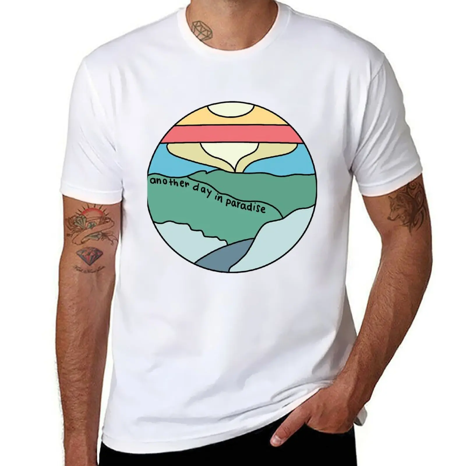 Another day in Paradise Landscape T-Shirt black cotton t-shirt plain for man package men t shirt cotton 100% T-Shirt