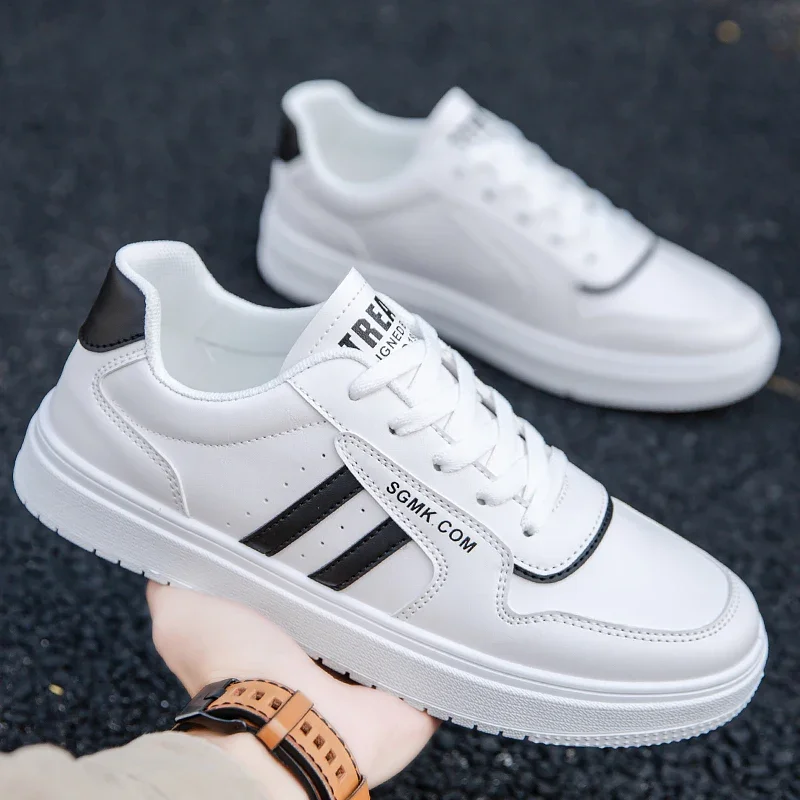 

Men PU Leather Sneakers Tennis Shoes Lace Up Sport Casual Skateboard Shoes Tenis Hombre Breathable Anti Slip Walking Footwear