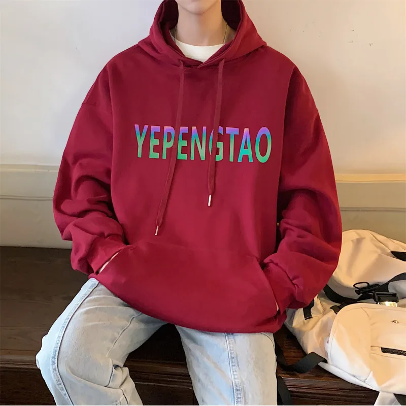 Men’s Graphic Big Pocket Hoodie Casual College Streetwear Oversized Baggy Hooded Sweatshirt