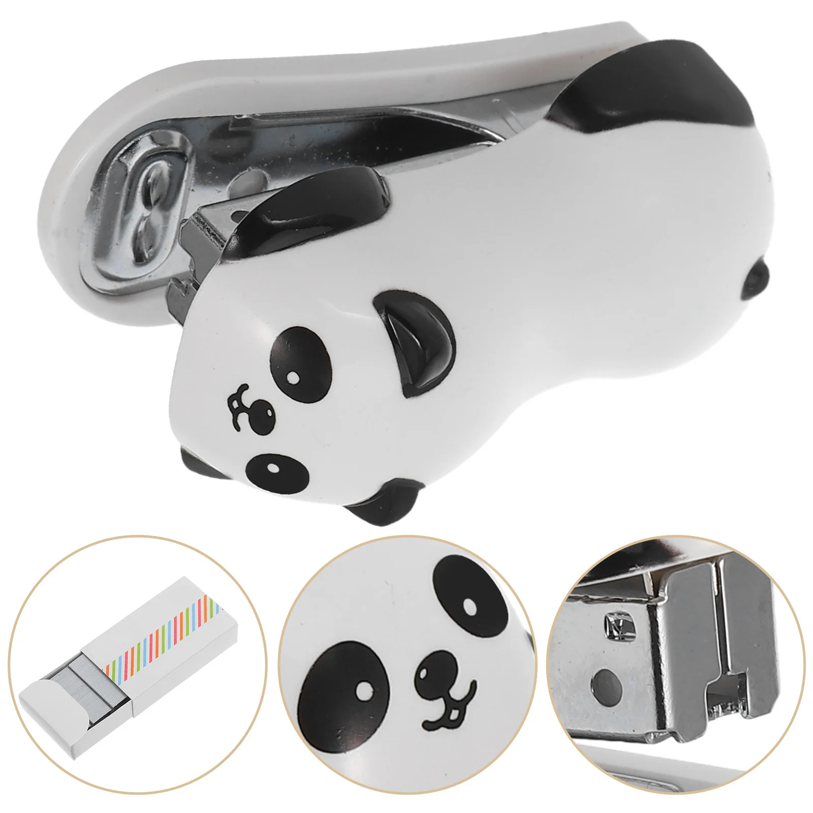 Panda Shaped Mini Stapler Plastic and Metal Desktop Office Home School Stationery Tool Compact Lightweight Hand Stapler