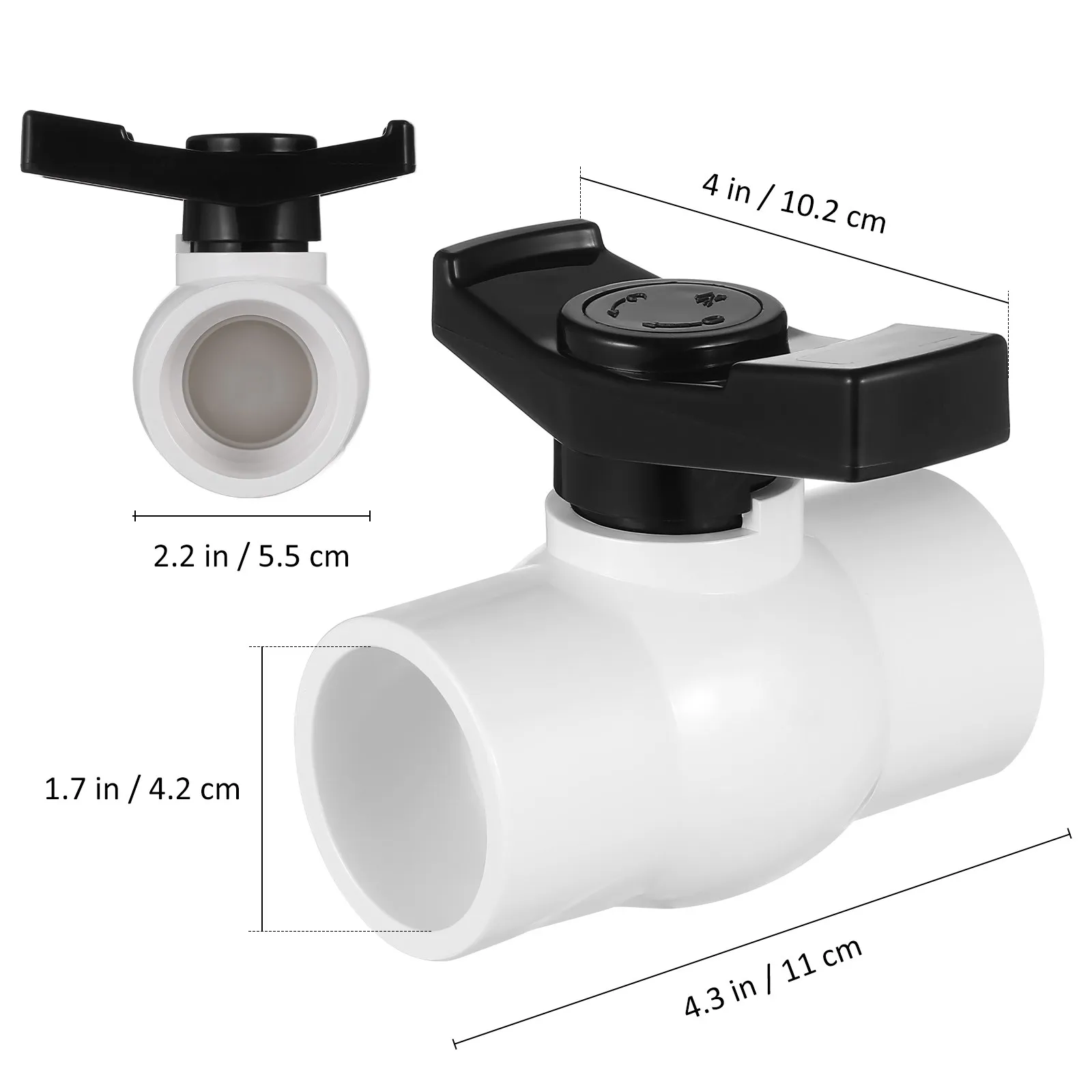 PVC Ball Valves 2 Pack Water Shut Off Tubing Fittings Leakproof Durable Easy Install for Home Sprinklers