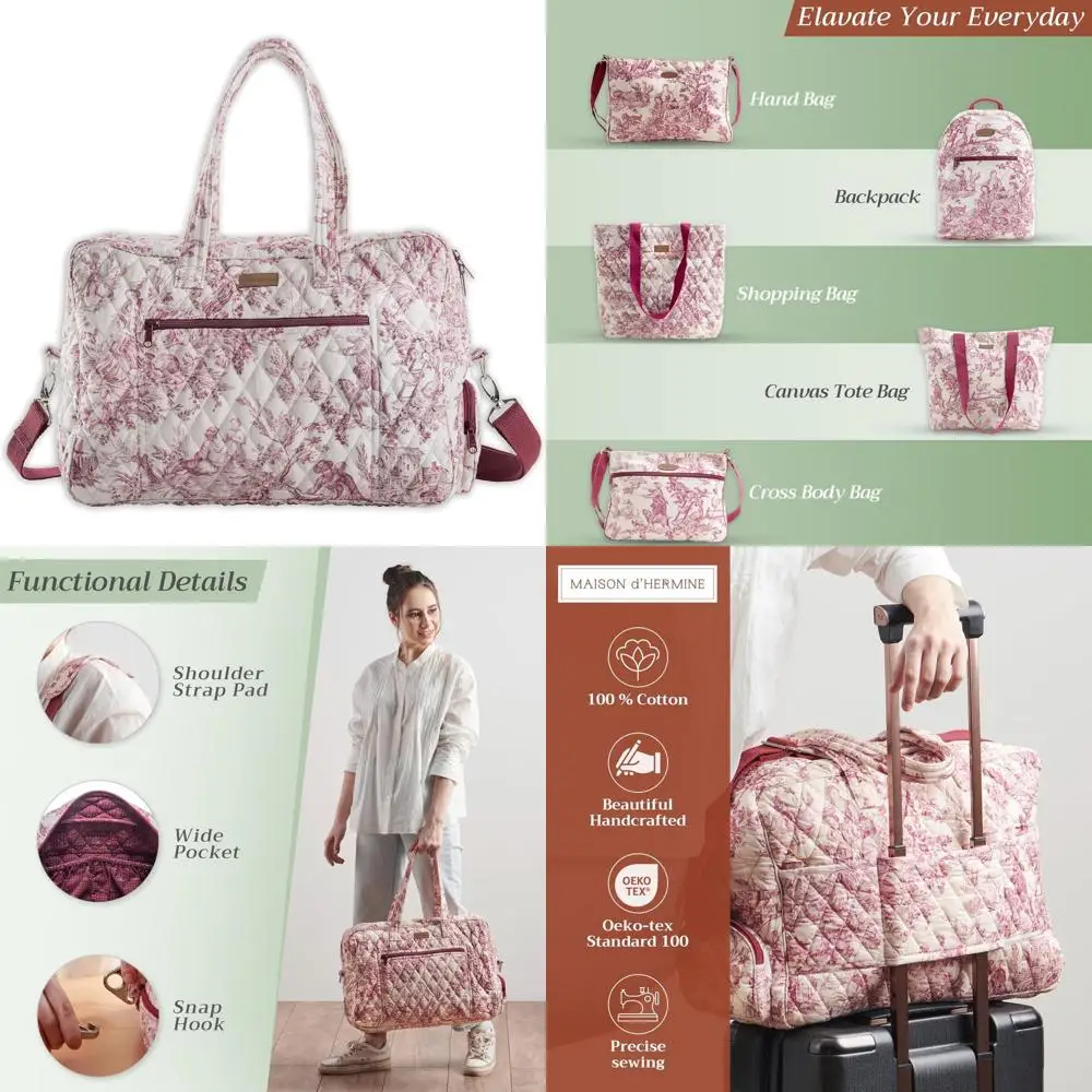 

Хлопковая стеганая спортивная сумка — унисекс для выходных для путешествий, тренажерного зала и спортивных подарков