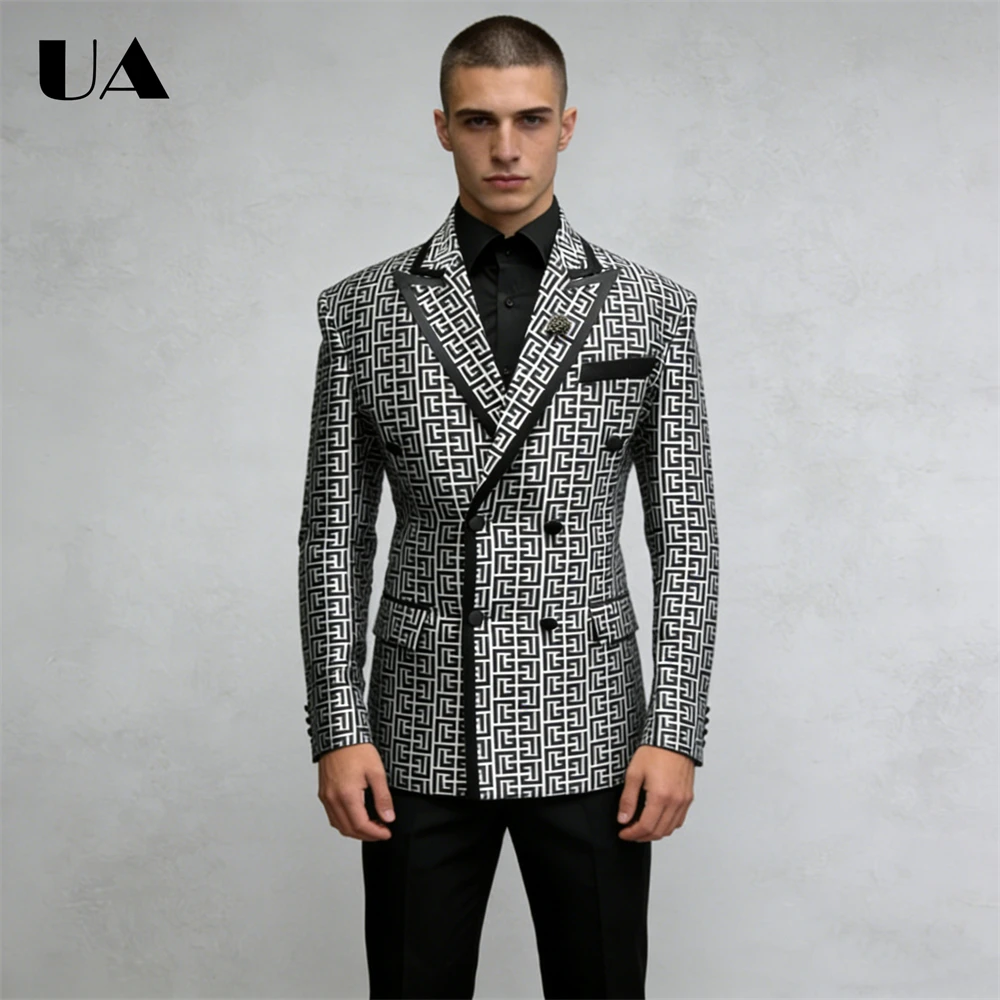 

Men's Trendy Suit Jacket, Double Breasted Suit Blazer, Slim Fitting Big Man Suit XXS-7XL Tailored Sizing Suits