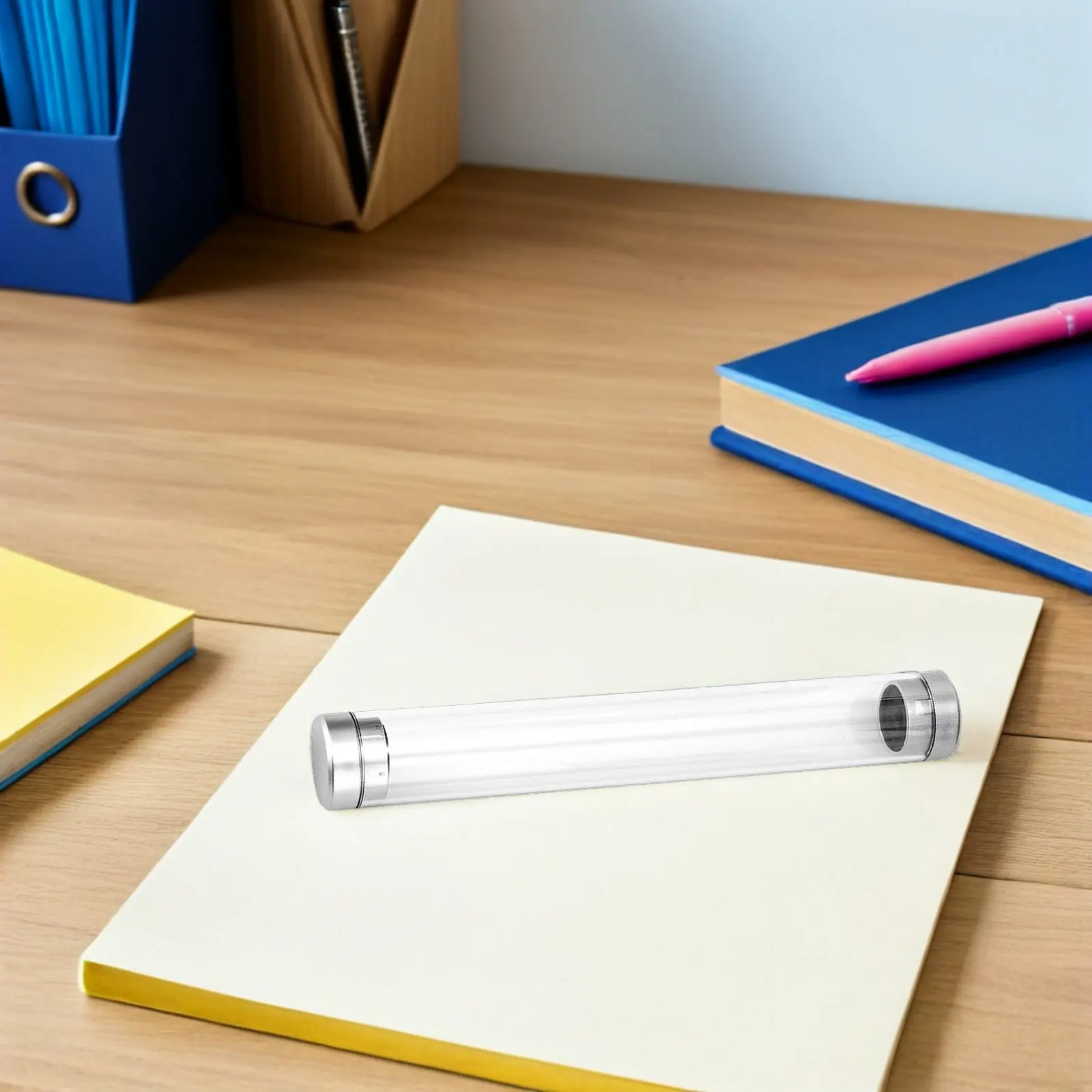 6Pcs Stylish Clear Acrylic Pen Container Tube Case Transparent Pencil Box for Pens Pencils Stationery Display Gift Packaging