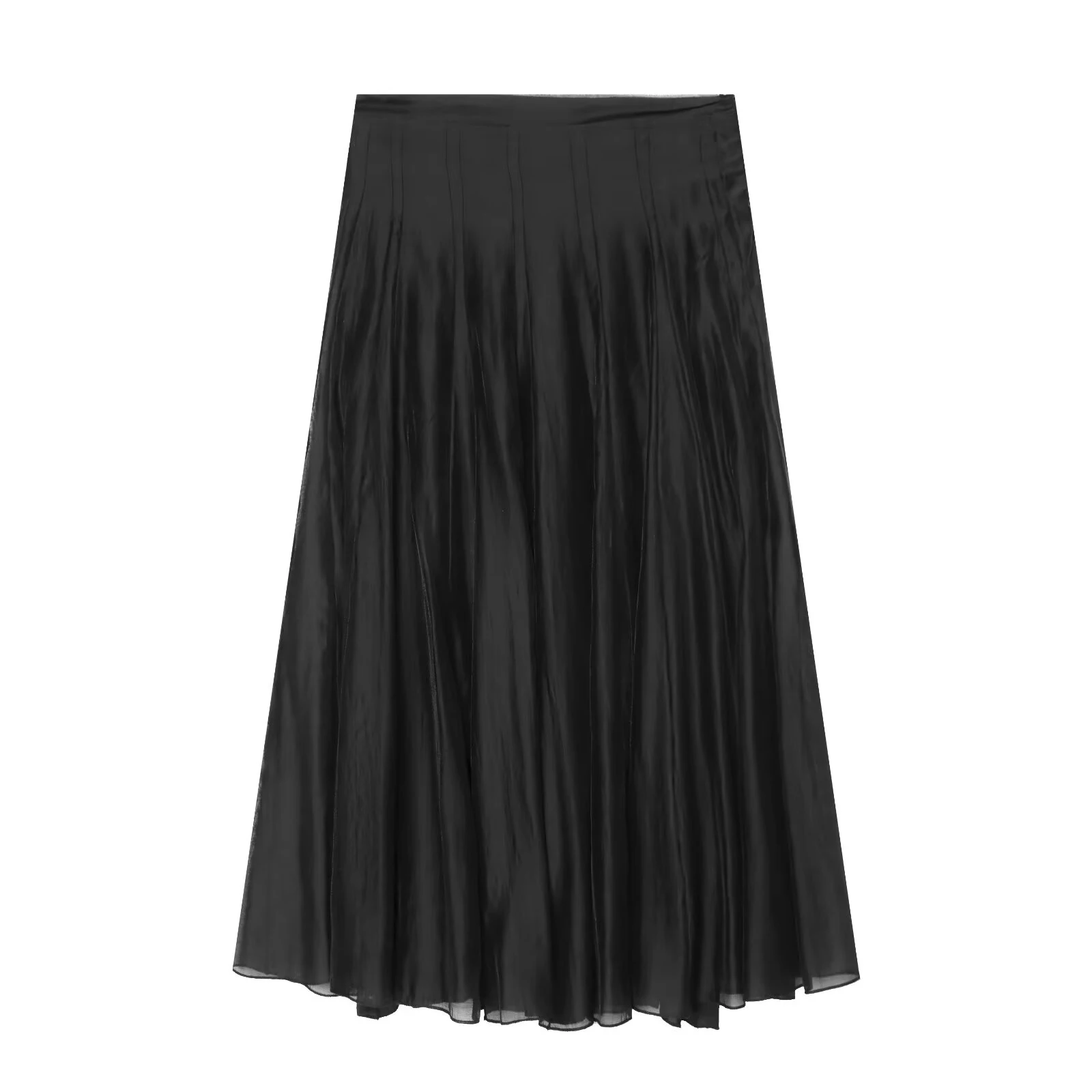 Summer new French lazy waist and crotch covering A-line skirt loose and versatile hanging solid color skirt