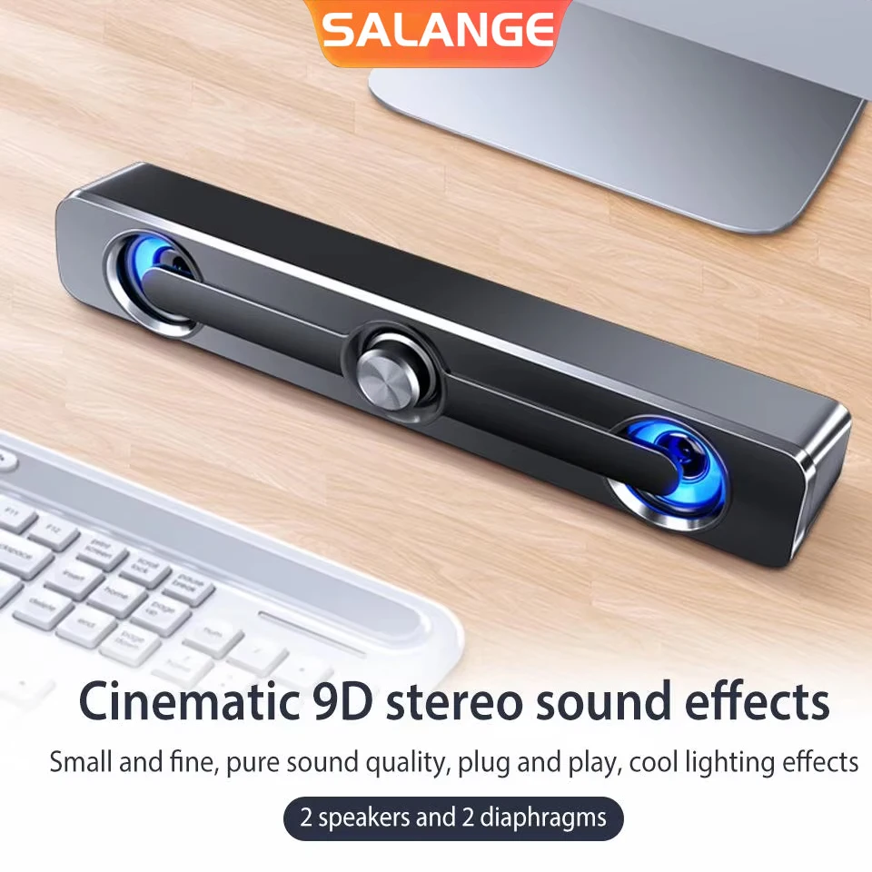 

Звуковая панель Salange, Bluetooth USB, проводной динамик, бар, настольный сабвуфер, бас-стереодинамик для проектора, ПК, ноутбука, телефона, компьютера