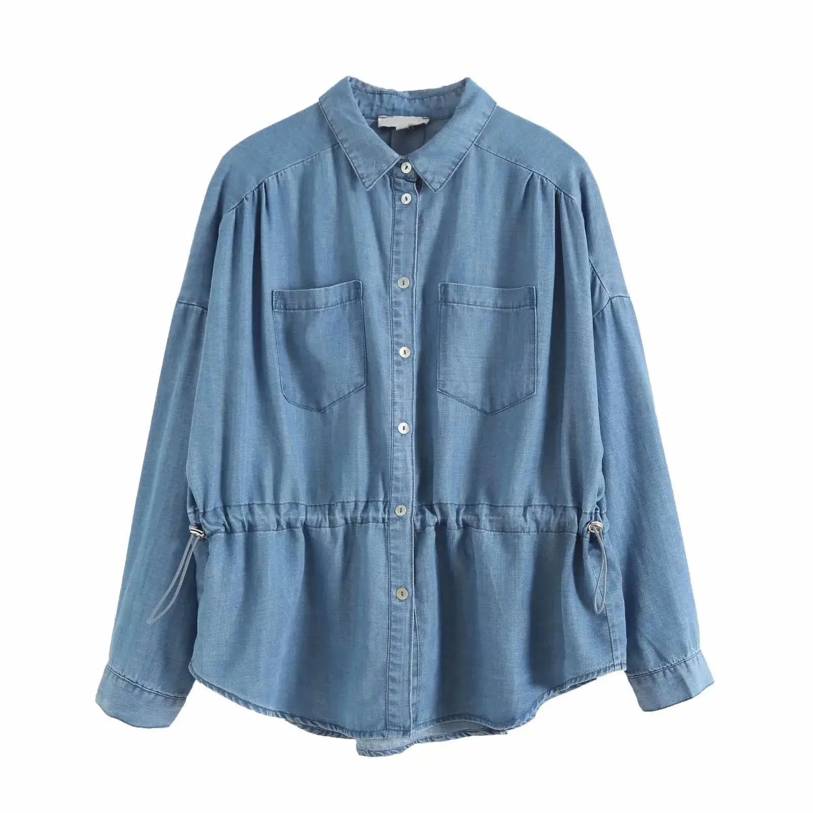 

Slim Waist Women's Denim irt Long SVE Turn down Collar SP Faionable Ladies' T-irt Other Material 00%
