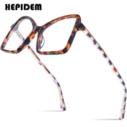 HEPIDEM-Gafas de acetato Multicolor para mujer, montura de anteojos de gran tamaño, Ojo de gato, H9337