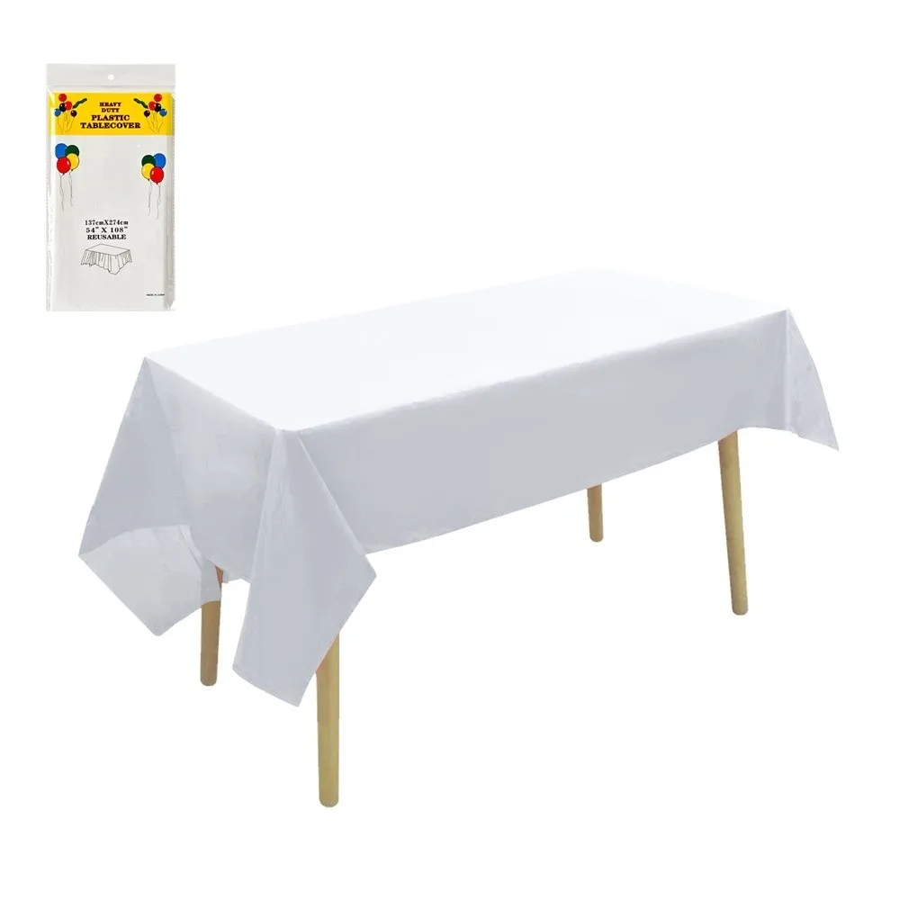 New 54x108inch Disposable Table Cloth Waterproof Oil-Proof Plastic Table Covers Rectangle Table Protector Outdoor